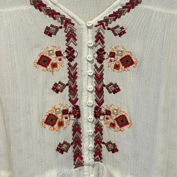 Free People Ariana White and Red embroidered tunic top size X Small - Picture 4 of 13